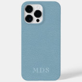 Coques Case-Mate iPhone Simple Pastel Blue Faux cuir look Monogramme (Verso)