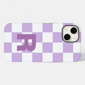 Coques Case-Mate iPhone Simple Pastel Purple Lilac À damiers Monogramme (Verso (horizontal))