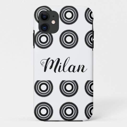 Coques Case-Mate iPhone simple personnalisé BLACK mandala monogramme ajout (Dos)