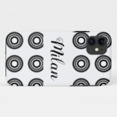 Coques Case-Mate iPhone simple personnalisé BLACK mandala monogramme ajout (Dos (Horizontal))
