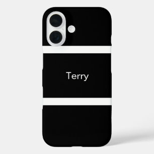 Coques iPhone 16 Simple Personnalisé Noir Et Blanc