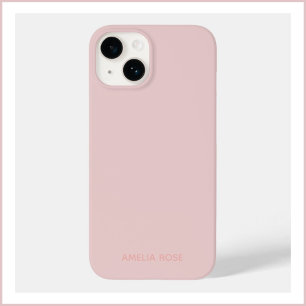 Coque Pour iPhone 14 Simple personnalisé Quartz rose sur iPhone rose 14