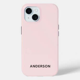 Coque Pour iPhone 15 Simple Personnalisé Rose Pâle Personnalisé