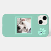 Coques Case-Mate iPhone Simple Photo Dog Paw Initial Light turquoise (Verso (horizontal))