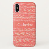 Coques Case-Mate iPhone Simple rayures blanches rose Boho Ajouter un nom (Dos)