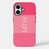 Coques Case-Mate iPhone Simple rayures roses Monogrammes blancs (Verso)