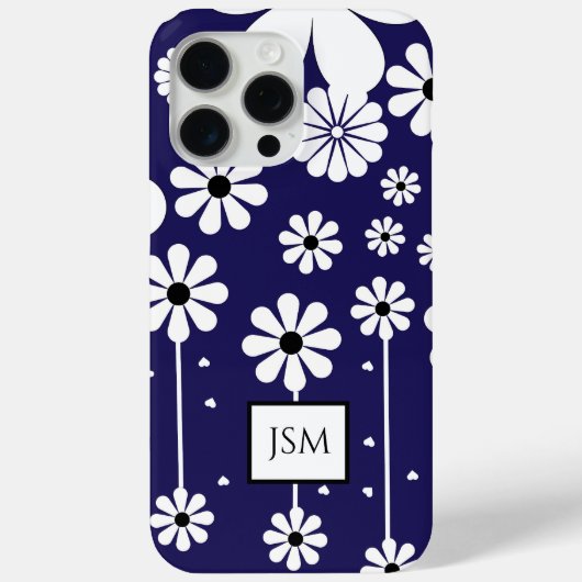 Coques Case-Mate iPhone Simple Retro Boho Marine bleu et blanc Fleur margu (Verso)
