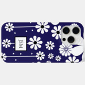 Coques Case-Mate iPhone Simple Retro Boho Marine bleu et blanc Fleur margu (Verso (horizontal))