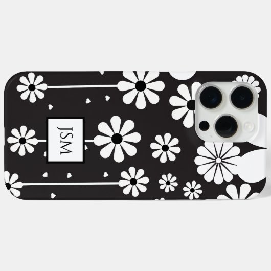 Coques Case-Mate iPhone Simple retro Boho noir et blanc (Verso (horizontal))