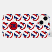 Coques Case-Mate iPhone simple rouge bleu volleyballs motif monogrammé (Verso (horizontal))