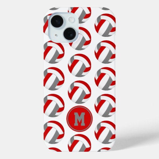 Coques Case-Mate iPhone simple rouge gris volleyballs motif monogrammé (Verso)