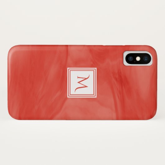 Coques Case-Mate iPhone Simple rouge orange subtil marbre moderne Monogram (Dos (Horizontal))