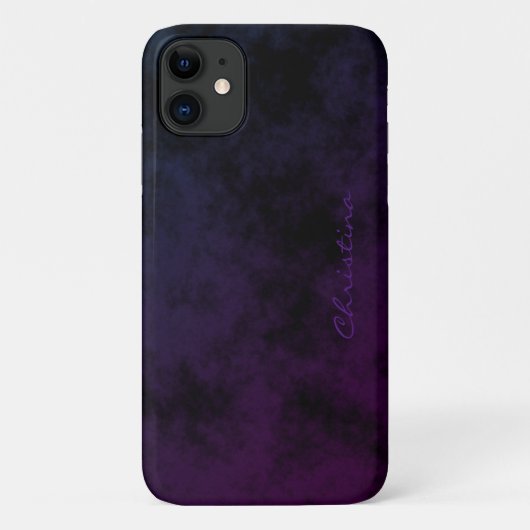 Coques Case-Mate iPhone Simple Signature Marbré Bleu Violet Ombré (Dos)