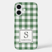 Coques Case-Mate iPhone Simple Vichy Vert et Blanc Monogramme & Nom (Verso)