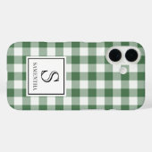 Coques Case-Mate iPhone Simple Vichy Vert et Blanc Monogramme & Nom (Verso (horizontal))