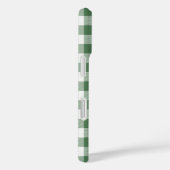 Coques Case-Mate iPhone Simple Vichy Vert et Blanc Monogramme & Nom (Verso / Droite)