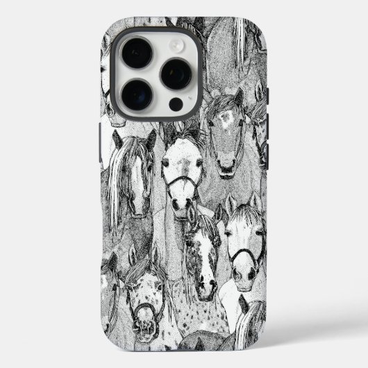 Coques Case-Mate iPhone simplement des chevaux noirs blancs (Verso)