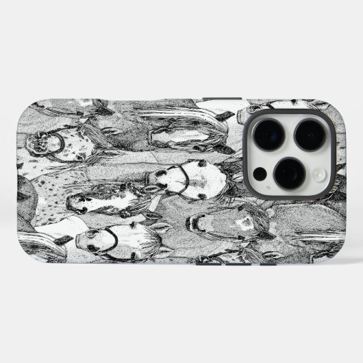 Coques Case-Mate iPhone simplement des chevaux noirs blancs (Verso (horizontal))