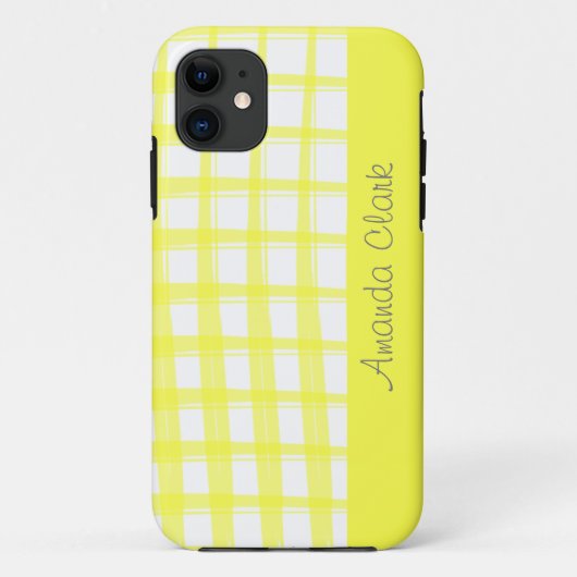 Coques Case-Mate iPhone Simplement Moderne Conception de Treillis Jaune (Dos)