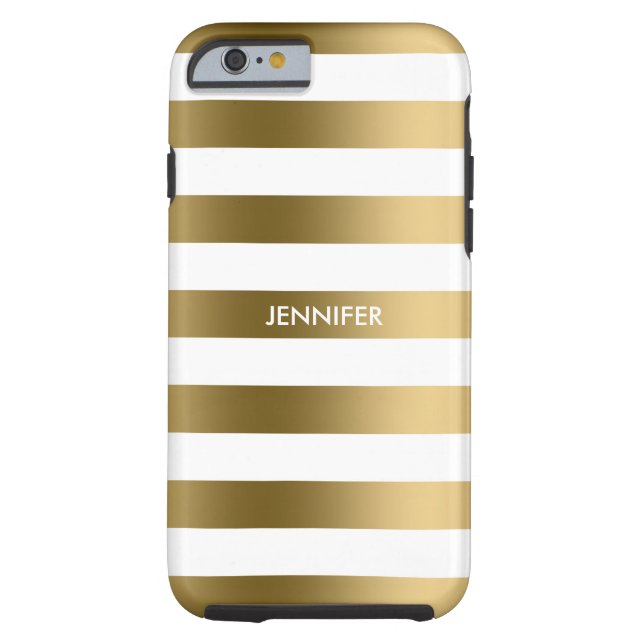 Coques Case-Mate iPhone Simples Bandes Or Sur Arrière - plan Blanc (Dos)