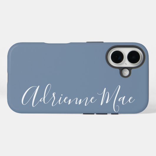 Coques Case-Mate iPhone Simply Personalized Monogram Name Dusty Blue (Verso (horizontal))