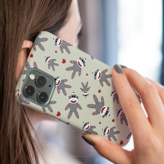 Coques Case-Mate iPhone Singe à soie mignonne avec Motif de coeur sur Tan