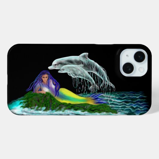 Coques Case-Mate iPhone Sirène avec dauphins (Verso (horizontal))