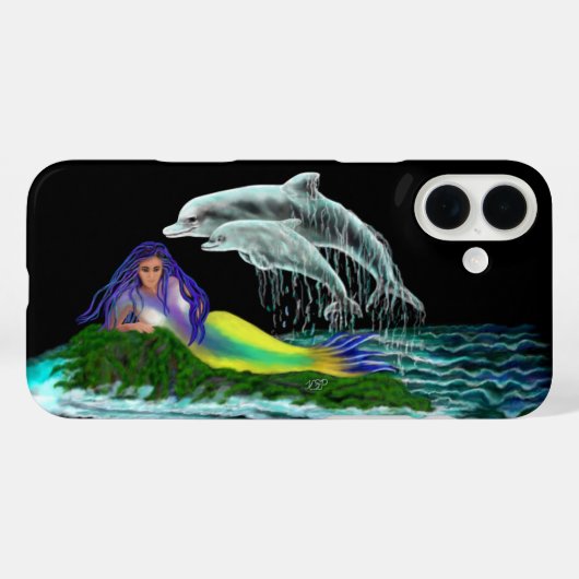 Coques Case-Mate iPhone Sirène avec dauphins (Verso (horizontal))