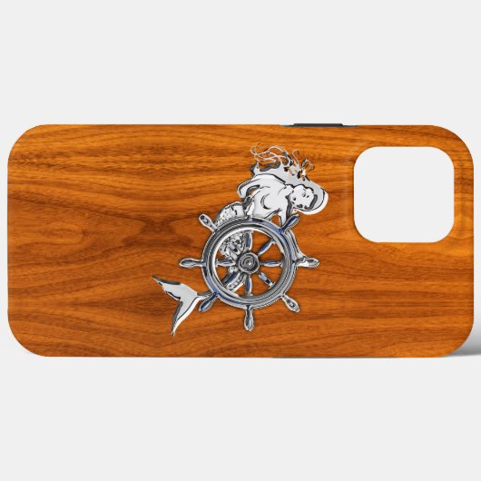 Coques Case-Mate iPhone Sirène Chrome sur la plaque de teck Imprimer (Verso (horizontal))