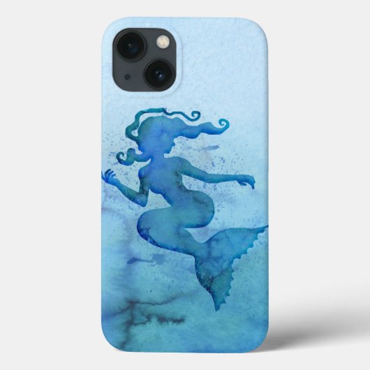 Coques Case-Mate iPhone Sirène d'aquarelle bleu (Verso)