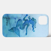 Coques Case-Mate iPhone Sirène d'aquarelle bleu (Verso (horizontal))