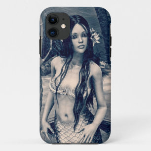 Coque iPhone 11 Sirène Vintage Photo Ancienne Fantaisie Artistique