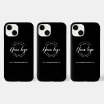 Coque Pour iPhone 14 Site Web du logo blanc d'entreprise personnalisé<br><div class="desc">Améliorez la présence de votre entreprise sur le site Web Custom Business White Logo Black Phone Case. Ce boîtier téléphonique personnalisé allie harmonieusement fonctionnalité et esthétique professionnelle, ce qui en fait un accessoire essentiel pour vous et votre équipe. Le boîtier de téléphone présente un design élégant et intemporel avec votre...</div>