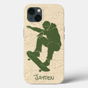 Case-Mate iPhone Case Skateboard Green, Faux Woodgrain