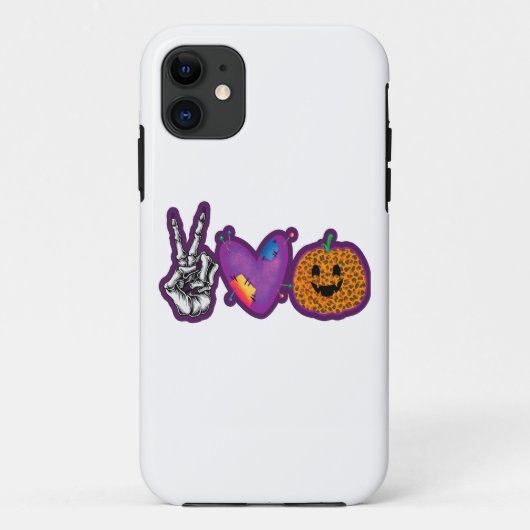 Coques Case-Mate iPhone Skeleton Citrouille Peace Love Halloween (Dos)