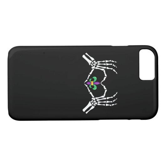 Coques Case-Mate iPhone Skeleton Coeur main Mardi Gras (Dos (Horizontal))