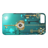 Coques Case-Mate iPhone Skeleton Keys on Green Background (Dos (Horizontal))
