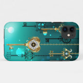 Coques Case-Mate iPhone Skeleton Keys on Green Background (Dos (Horizontal))