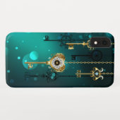 Coques Case-Mate iPhone Skeleton Keys on Green Background (Dos (Horizontal))