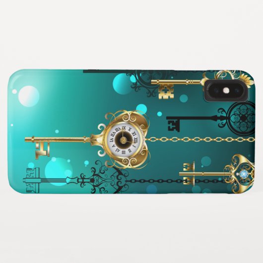 Coques Case-Mate iPhone Skeleton Keys on Green Background (Dos (Horizontal))