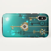 Coques Case-Mate iPhone Skeleton Keys on Green Background (Dos (Horizontal))