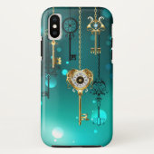 Coques Case-Mate iPhone Skeleton Keys on Green Background (Dos)