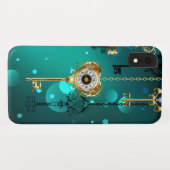 Coques Case-Mate iPhone Skeleton Keys on Green Background (Dos (Horizontal))