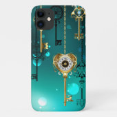 Coques Case-Mate iPhone Skeleton Keys on Green Background (Dos)