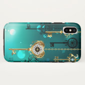 Coques Case-Mate iPhone Skeleton Keys on Green Background (Dos (Horizontal))