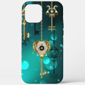 Coques Case-Mate iPhone Skeleton Keys on Green Background (Verso)