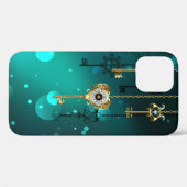 Coques Case-Mate iPhone Skeleton Keys on Green Background (Verso (horizontal))