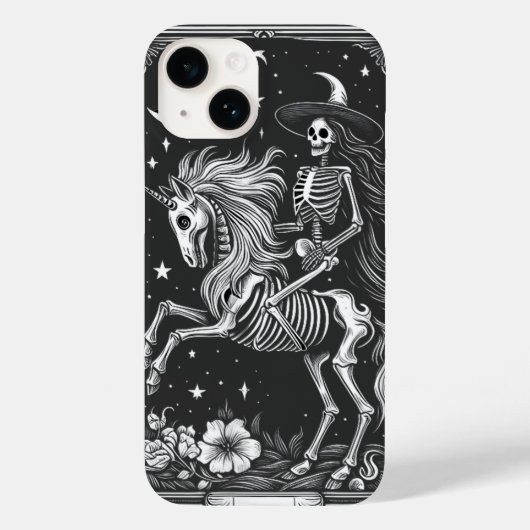 Coques Case-Mate iPhone Skeleton Riding Unicorn Skeleton Tarot Card (Verso)