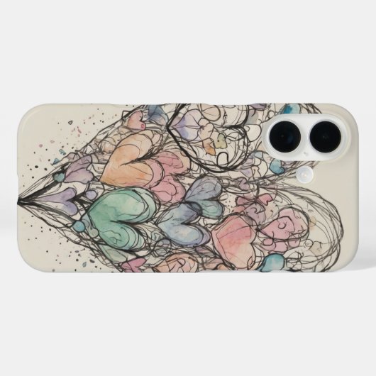 Coques Case-Mate iPhone Sketchy Love Hearts (Verso (horizontal))