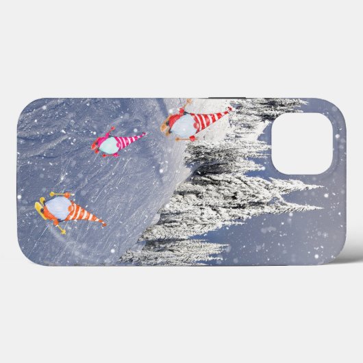 Coques Case-Mate iPhone Ski Avec Gnomes Snowy Mountain (Verso (horizontal))